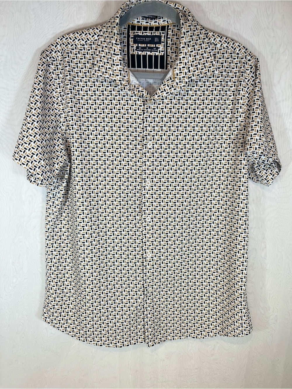 Cactus Man Ricky Singh Geometric Button Down Shirt Men’s Large Short Sleeve